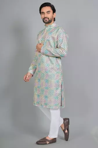 Multicolor rayon digital work kurta pajama