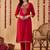 women ethnic motifs embroidered regular thread work kurta with trousers