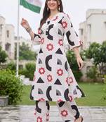 women printed regular cotton kurta with palazzos