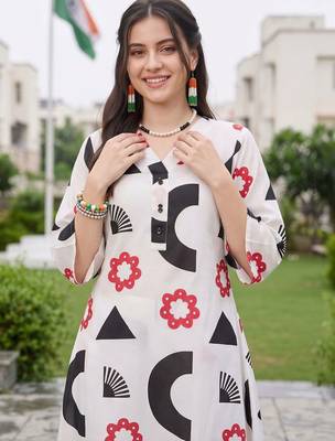 women printed regular cotton kurta with palazzos 2