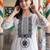 women ethnic motifs embroidered regular mirror work cotton kurta with trousers & with dupatta