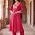women ethnic motifs printed regular thread work kurta with trousers