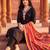 women ethnic motifs embroidered regular thread work kurta with trousers & with dupatta