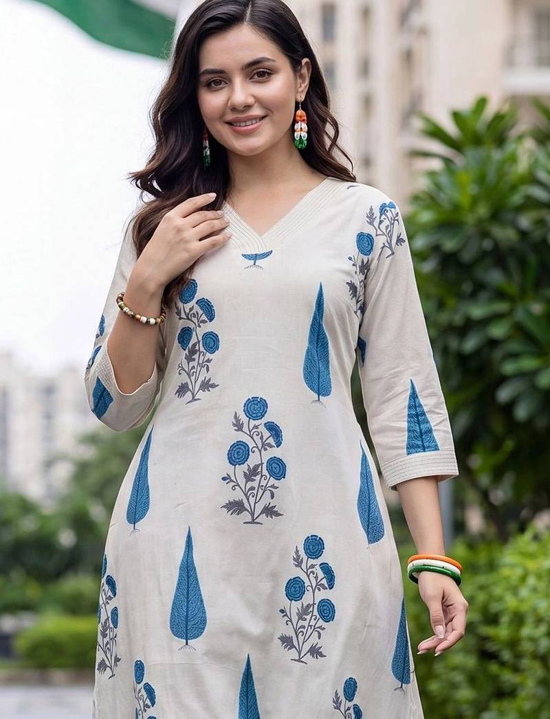 women floral printed regular kurta with trousers