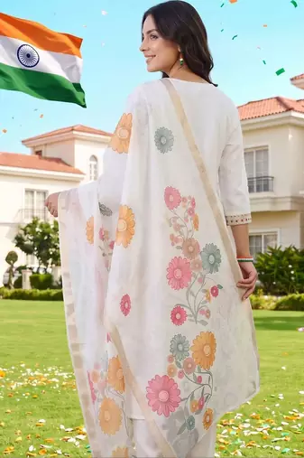 women ethnic motifs embroidered regular thread work kurta with trousers & dupatta