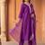 women ethnic motifs embroidered thread work liva kurta & trousers & dupatta