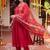 women ethnic motifs embroidered empire thread work kurta with trousers & with dupatta