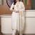 women floral embroidered regular thread work cotton kurta with trousers & with dupatta