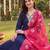women ethnic motifs embroidered regular kurta with trousers & with dupatta