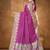 Banarasi magenta silk blend saree with golden zari work, border and tassels with blouse