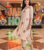 women ethnic motifs embroidered regular thread work liva kurta with trousers