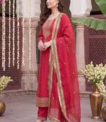 women ethnic motifs embroidered regular kurta with trousers & with dupatta
