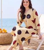 women printed regular cotton kurta with trousers
