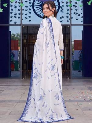 women ethnic regular thread work cotton kurta with trousers & with dupatta 4
