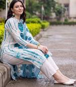 women dyed regular cotton kurta with trousers & with dupatta