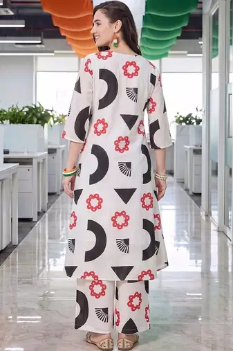 women printed regular cotton kurta with palazzos