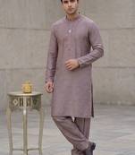 Peach soft heavy silk sequins embroidered kurta pajama
