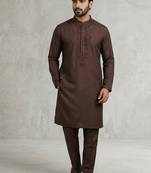 Chocolate brown soft heavy silk sequins embroidered kurta pajama