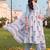 women floral printed empire cotton kurta with trousers & with dupatta