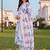 women floral printed empire cotton kurta with trousers & with dupatta