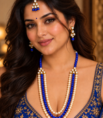Blue grace three-layer kundan jewellery set