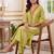 women ethnic motifs embroidered regular thread work liva kurta with trousers