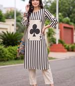 women printed regular cotton kurta with trousers
