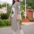 women printed regular cotton kurta with trousers
