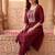 women ethnic motifs embroidered regular thread work liva kurta with trousers