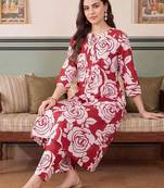 women floral printed regular cotton kurta with trousers