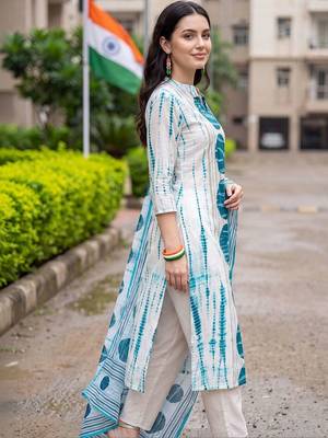 women dyed regular cotton kurta with trousers & with dupatta 3