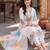 women floral embroidered regular thread work liva kurta with trousers & with dupatta