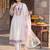 women floral embroidered regular thread work kurta with trousers & with dupatta