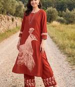 women ethnic motifs printed regular kurta with palazzos