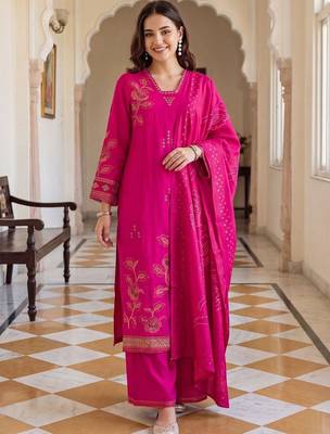 women floral printed regular kurta with palazzos & with dupatta 6