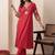 women ethnic motifs embroidered regular thread work kurta with trousers