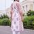 women ethnic motifs printed empire thread work cotton kurta with trousers