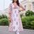 women ethnic motifs printed empire thread work cotton kurta with trousers