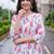 women floral printed pleated cotton kurta with trousers