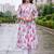 women floral printed pleated cotton kurta with trousers