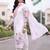 women floral printed regular linen kurta with trousers & with dupatta