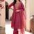 women ethnic motifs embroidered regular thread work kurta with trousers & with dupatta