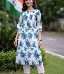 women floral printed regular cotton kurta with trousers