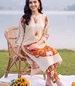 women printed regular cotton kurta with trousers