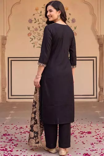 women ethnic motifs embroidered regular thread work kurta with trousers & with dupatta