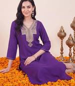 women ethnic motifs embroidered regular thread work kurta with trousers