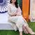women ethnic motifs embroidered regular thread work kurta with trousers & with dupatta