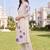 women floral embroidered regular thread work cotton kurta with trousers