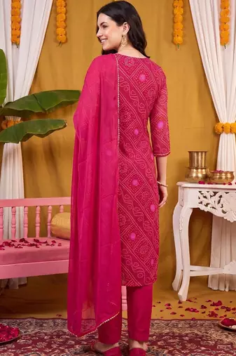 women ethnic motifs printed regular thread work kurta with trousers & with dupatta