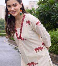 women animal printed regular cotton kurta with palazzos